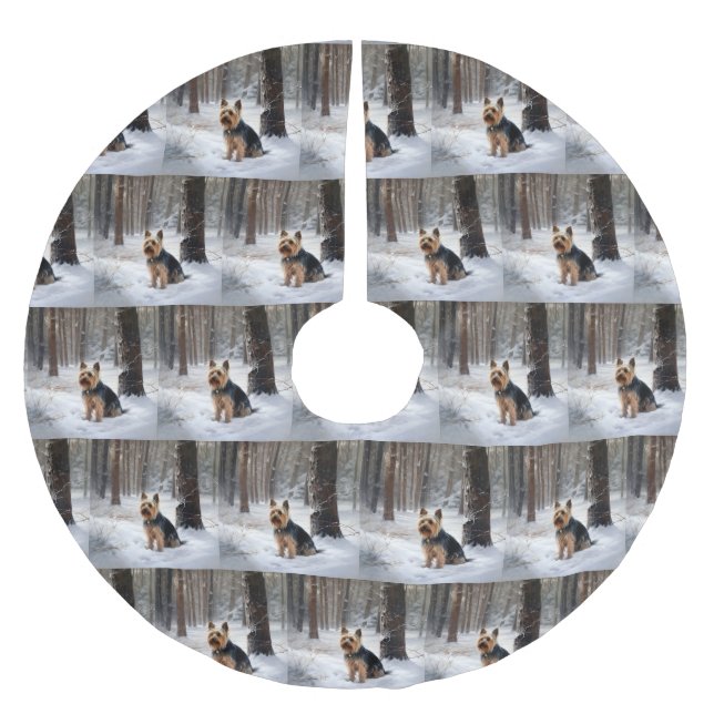 Silky Terrier Låt det snöa jul Julgransmatta Borstad Polyester (Framsidan)