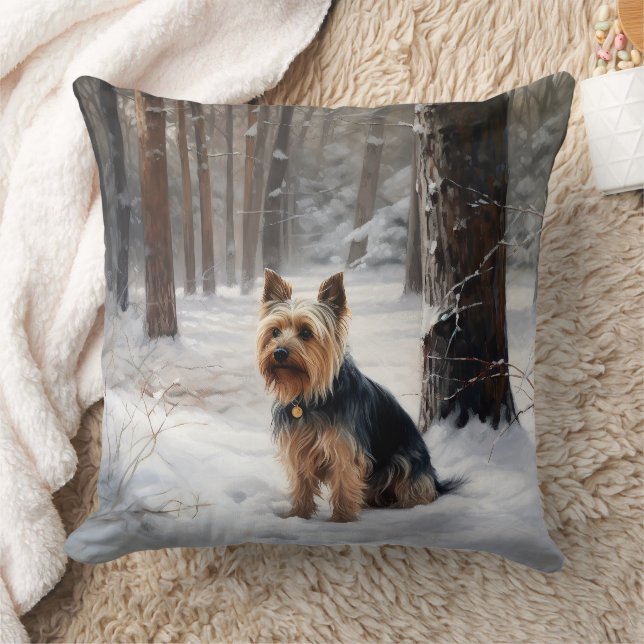 Silky Terrier Låt det snöa jul Kudde (Filt)
