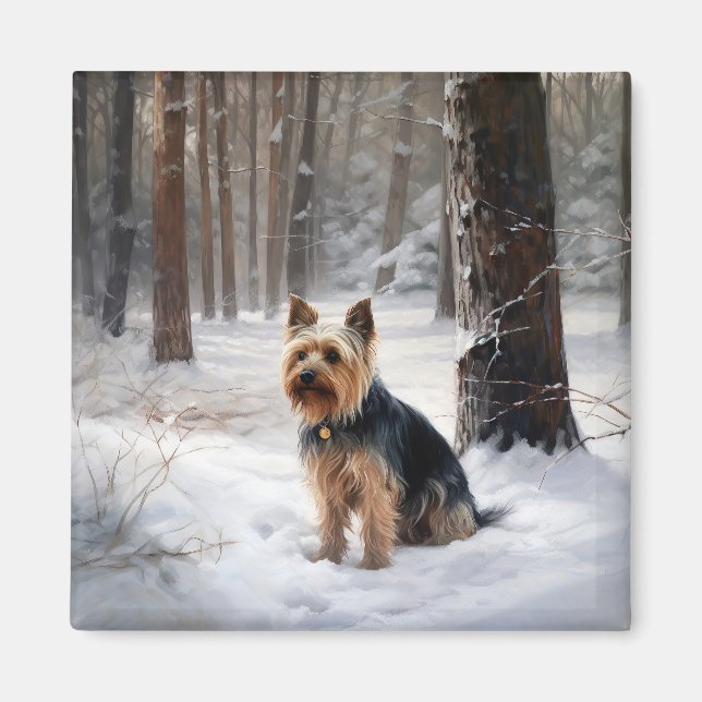Silky Terrier Låt det snöa jul Magnet (Framsidan)
