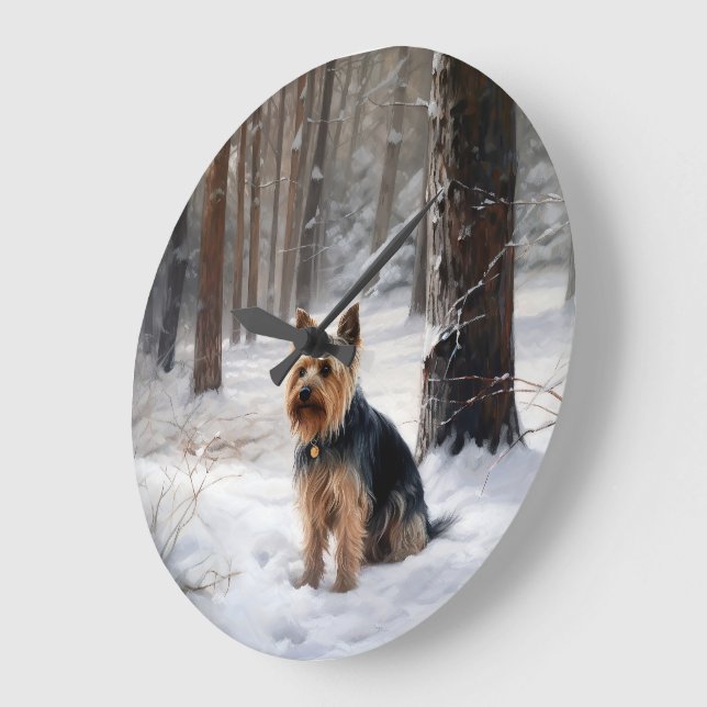 Silky Terrier Låt det snöa jul Stor Klocka (Vinkel)