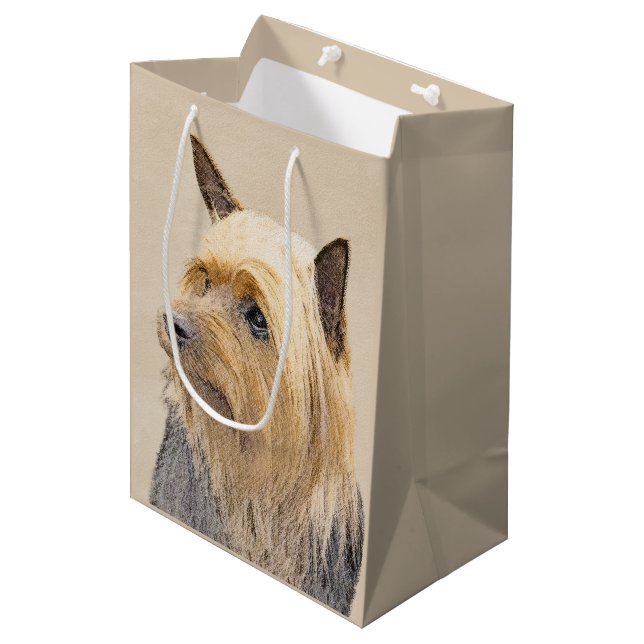 Silky Terrier-målning - Cute Original Hund Art (Framsidan Vinklad)