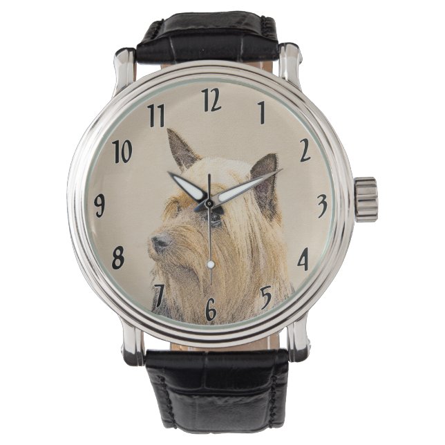 Silky Terrier-målning - Cute Original Hund Art Armbandsur (Framsida)