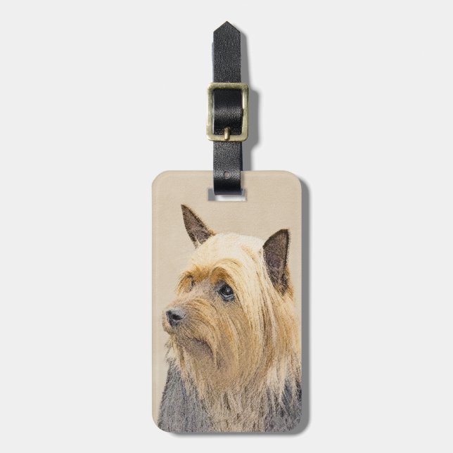 Silky Terrier-målning - Cute Original Hund Art Bagagebricka (Vertikal Framsida)