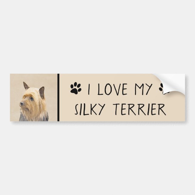 Silky Terrier-målning - Cute Original Hund Art Bildekal (Framsidan)