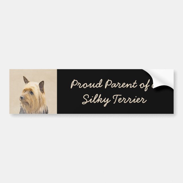 Silky Terrier-målning - Cute Original Hund Art Bildekal (Framsidan)