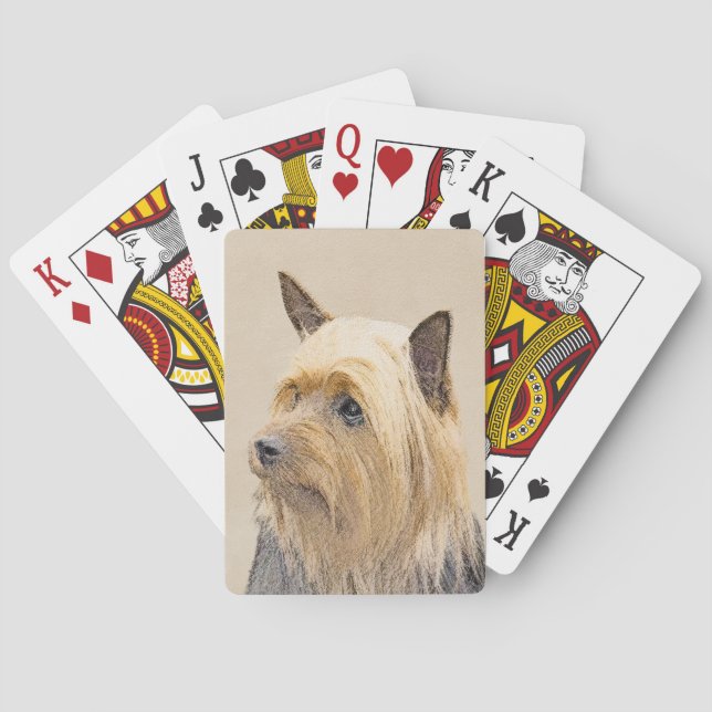 Silky Terrier-målning - Cute Original Hund Art Casinokort (Baksidan)