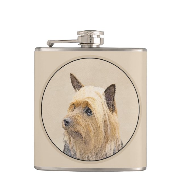 Silky Terrier-målning - Cute Original Hund Art Fickplunta (Framsidan)