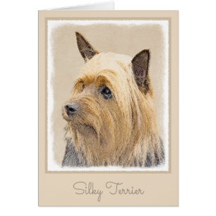Silky Terrier-målning - Cute Original Hund Art Hälsningskort
