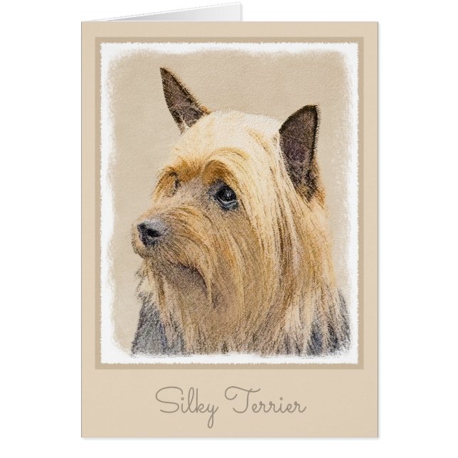Silky Terrier-målning - Cute Original Hund Art Hälsningskort (Framsidan)