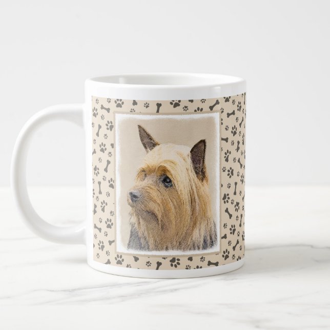 Silky Terrier-målning - Cute Original Hund Art Jumbo Mugg (Vänster)