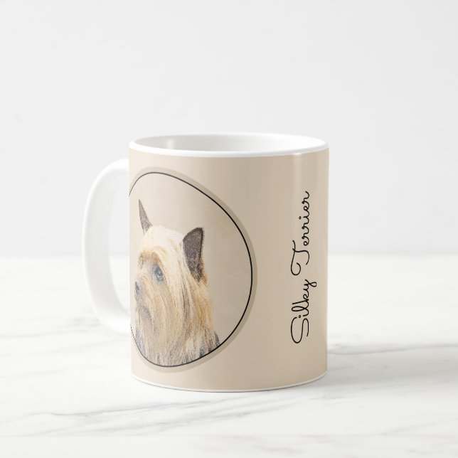 Silky Terrier-målning - Cute Original Hund Art Kaffemugg (Framsida vänster)