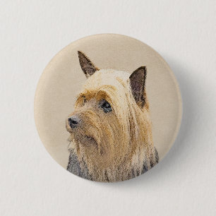 Silky Terrier-målning - Cute Original Hund Art Knapp