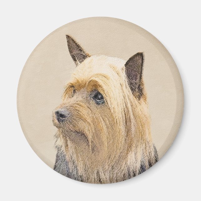 Silky Terrier-målning - Cute Original Hund Art Magnet (Framsidan)
