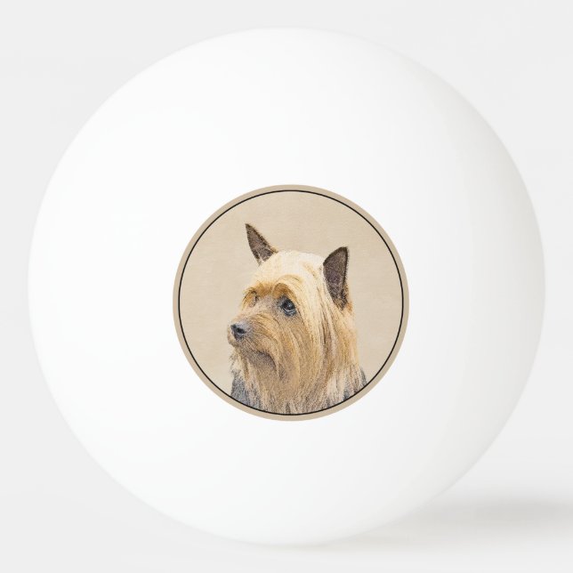 Silky Terrier-målning - Cute Original Hund Art Pingisboll (Framsidan)