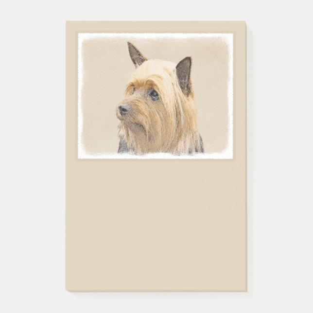 Silky Terrier-målning - Cute Original Hund Art Post-it Block (Framsida)