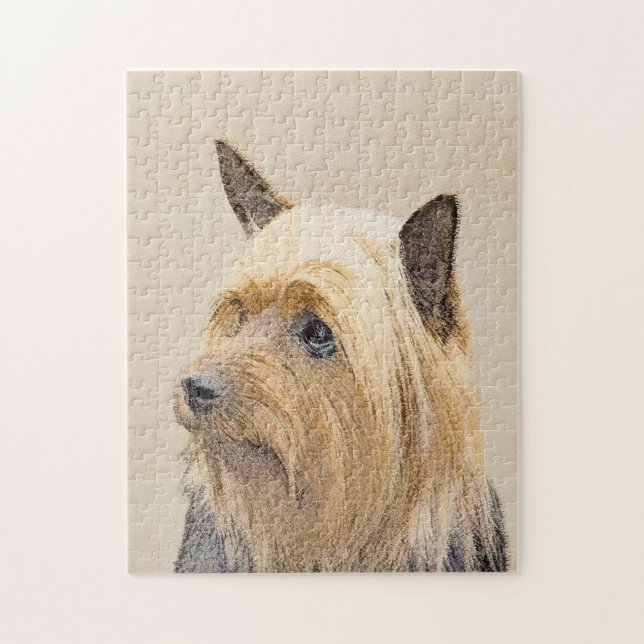Silky Terrier-målning - Cute Original Hund Art Pussel (Vertikal)