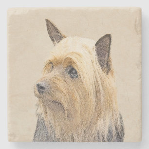Silky Terrier-målning - Cute Original Hund Art Stenunderlägg