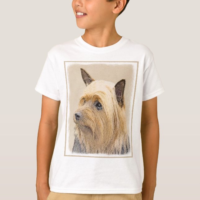 Silky Terrier-målning - Cute Original Hund Art T Shirt (Framsida)