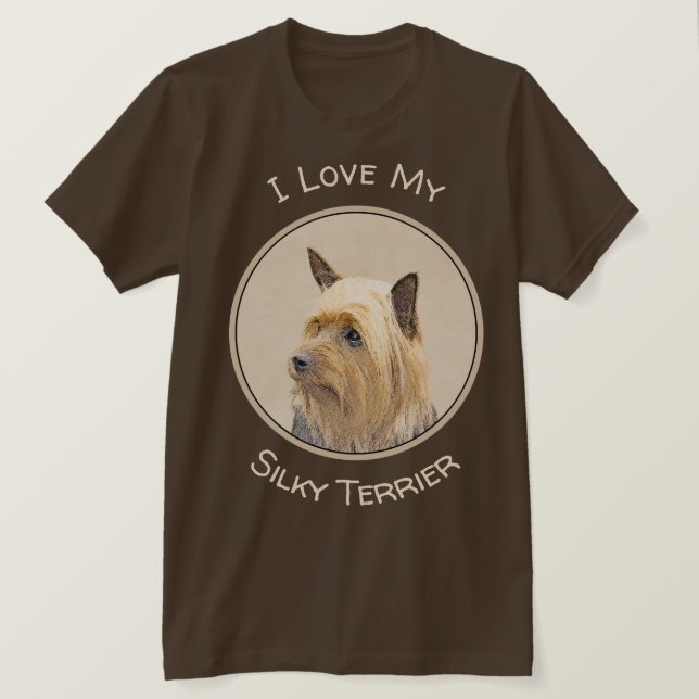Silky Terrier-målning - Cute Original Hund Art T Shirt (Design framsida)