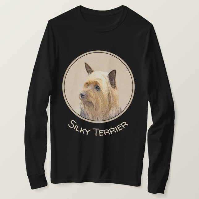 Silky Terrier-målning - Cute Original Hund Art T Shirt (Design framsida)