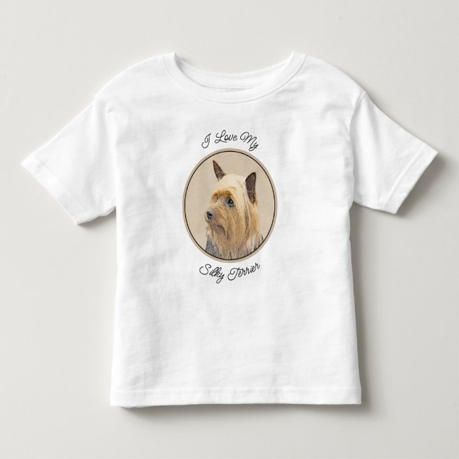 Silky Terrier-målning - Cute Original Hund Art T Shirt (Framsida)
