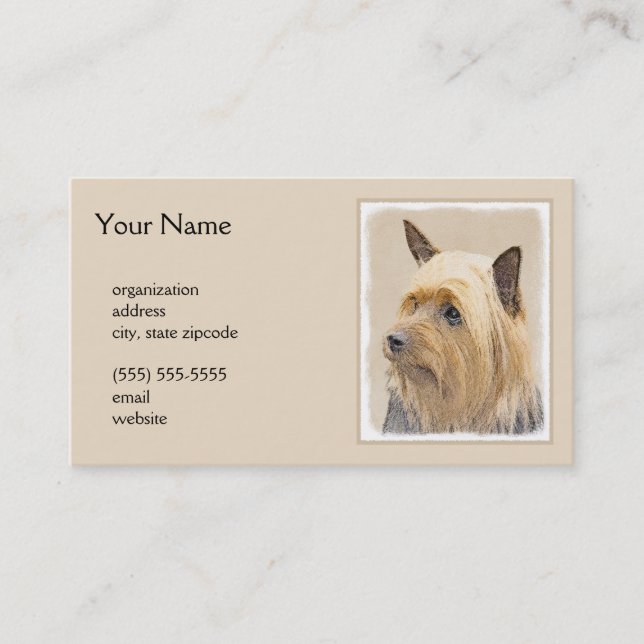 Silky Terrier-målning - Cute Original Hund Art Visitkort (Framsida)