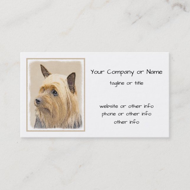 Silky Terrier-målning - Cute Original Hund Art Visitkort (Framsida)