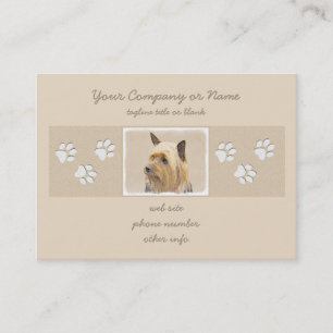Silky Terrier-målning - Cute Original Hund Art Visitkort