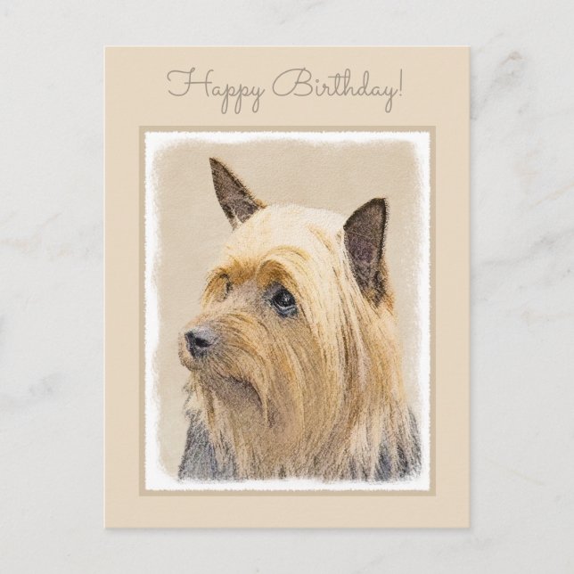 Silky Terrier-målning - Cute Original Hund Art Vykort (Framsida)