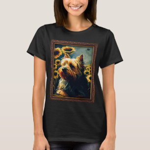 Silky Terrier målning Solrosblommor Flower Mamma K T Shirt