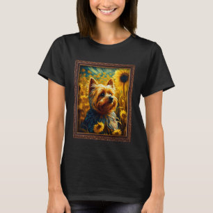 Silky Terrier målning Solrosblommor Flower Mamma K T Shirt