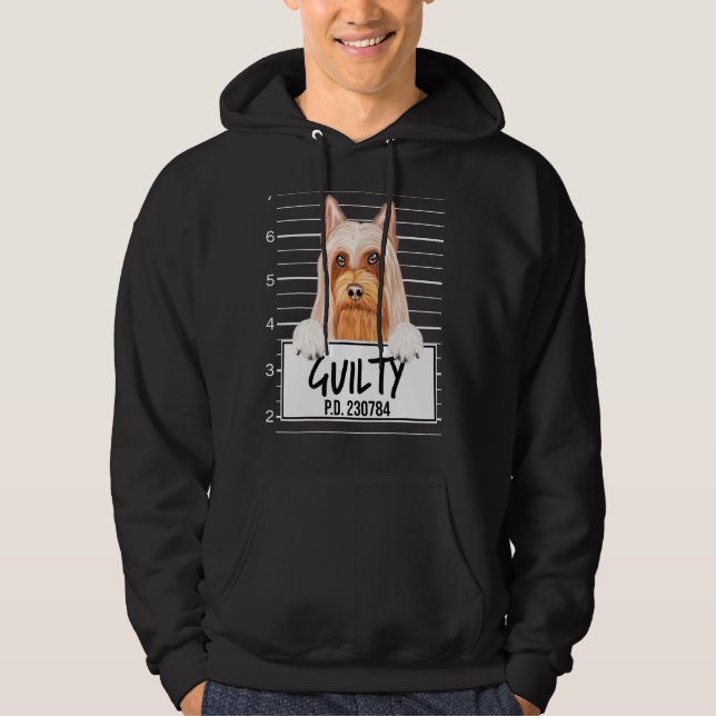 Silky Terrier Mugshot Skyldig Hund Hoodie (Framsida)