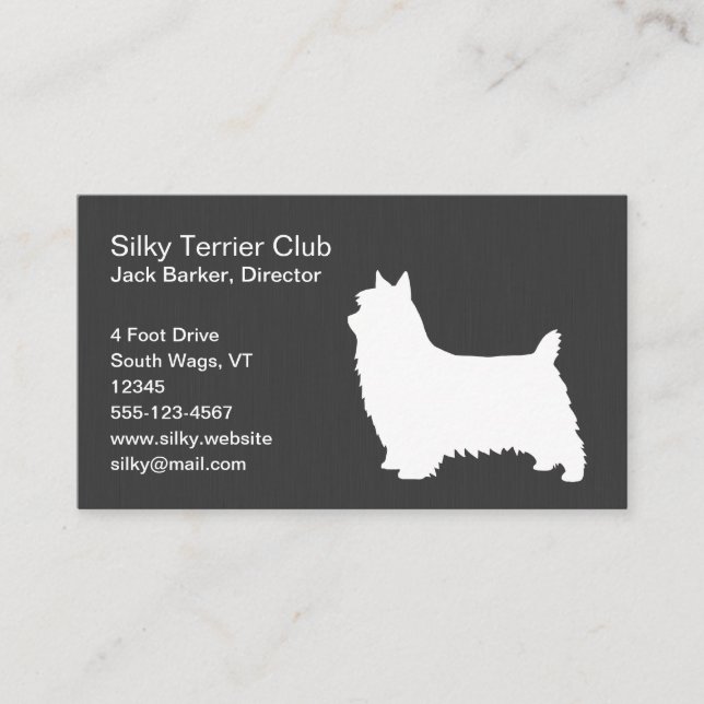 Silky Terrier Silhouette Visitkort (Framsida)
