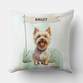 Silky Terrier Watercolor Personalized Dog Kudde