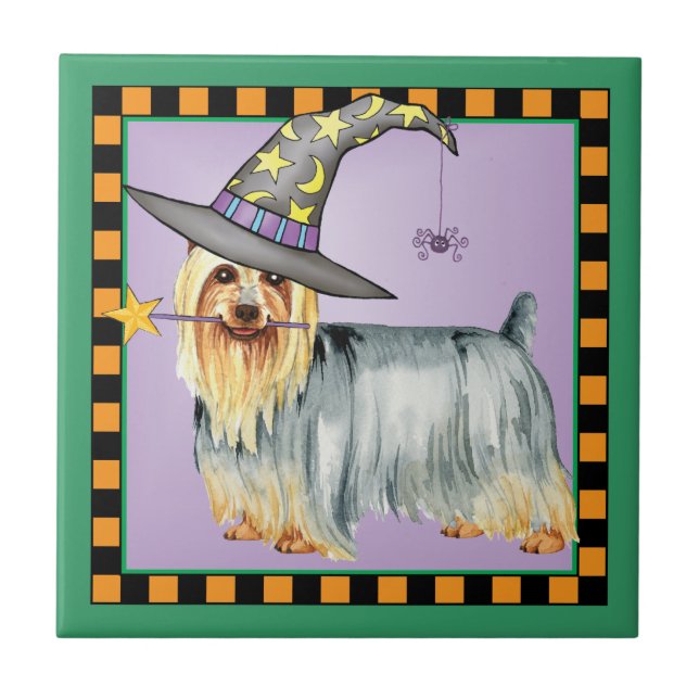 Silky Terrier Witch Kakelplatta (Framsidan)