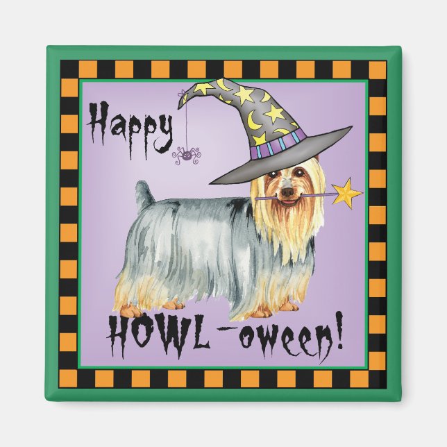 Silky Terrier Witch Magnet (Framsidan)