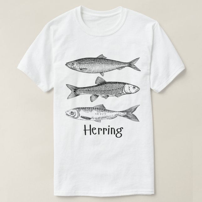 Sill/strömming, enkel, minimal konst för marint fi t shirt (Design framsida)