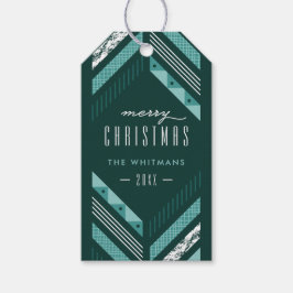 Sillbensbands Jul Presentegetikett - Teal Presentetikett