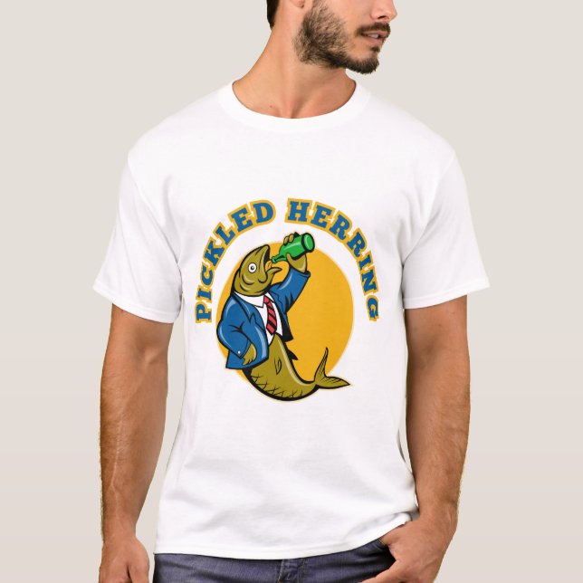 Sillfiskkostym som dricker ölflaskan tee shirt (Framsida)