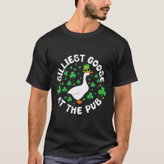 Silliest Goose At The Pub Funny Shamrock St Patric T Shirt