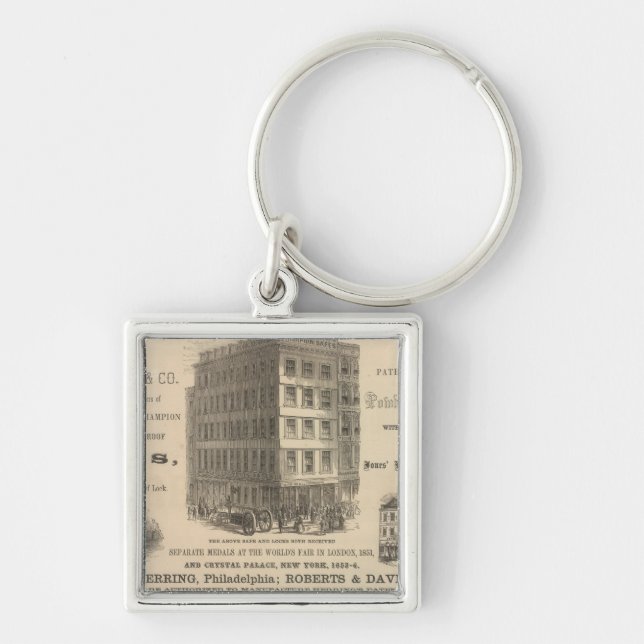 Sill's Patent Champion Safes Fyrkantig Silverfärgad Nyckelring (Framsidan)