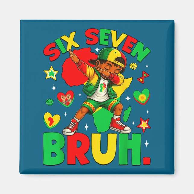 Silly African Black Dabbing Bruh Seven History Ame Magnet (Framsidan)