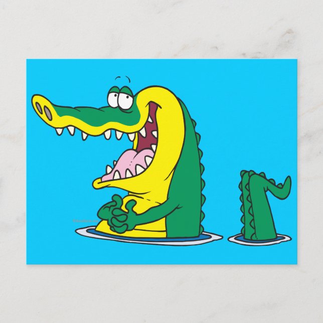 silly alligator crocodile cartoon character vykort (Framsida)