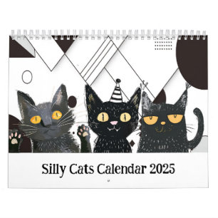 Silly Cat Svart Och Vit Kalender