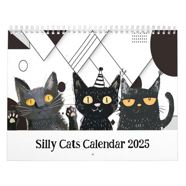 Silly Cat Svart Och Vit Kalender (Omslag)