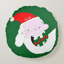 Silly goofy Santa Claus cartoon face Rund Kudde