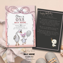 Silly Goose 1-års födelsedag Akvarell Handritad
