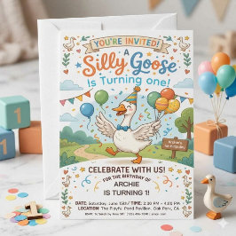 Silly Goose 1-års inbjudan | Whimsical