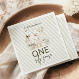 Silly Goose 1st Birthday Green Stripes  Pappersservett