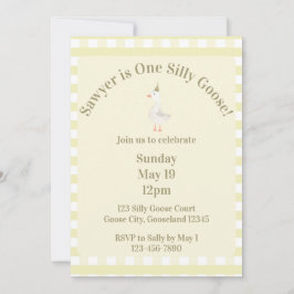 Silly Goose 1st Birthday Invitation (Pale Yellow) Inbjudningar